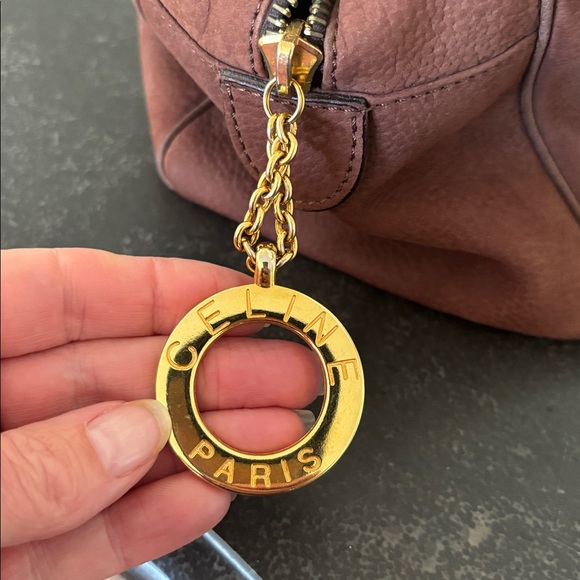 Celine Tan Leather suede  Bag with Gold Charm - Picture 1 of 4